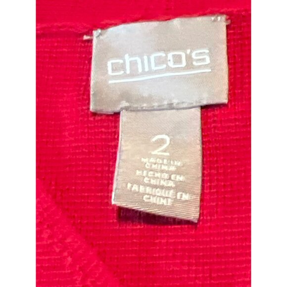 Chicos Red Sleeveless Open-Front Vest Size L Cotton Rayon Blend - Picture 3 of 7